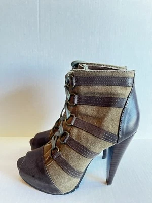 Женские холщовые сапоги ALDO размер 9 на каблуке с открытым носком на шнуровке - Изображение 1 из 4