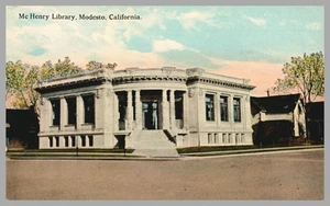 Mc Henry Bibliothek Modesto Kalifornien CA Außenansicht DB um 1910 UNP Postkarte - Bild 1 von 2