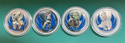 Disneyland Star Wars Colored Collectible Medallions Complete Set Of 4 w/ Cases - Image 1 of 4