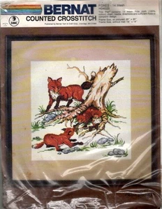KIT PUNTO DE CRUZ BERNAT FOXES 1983 VINTAGE ¡DISEÑO IMPRESIONANTE!!!! - Imagen 1 de 2
