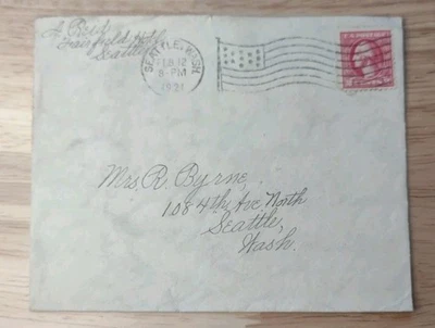 Scott #527 On A 1921 Postal Cover Seattle Washington Flag Cancel - Image 1 of 4