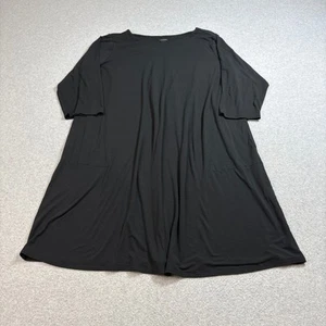J Jill Dress Women 2XL Black 3/4 Tunic Sleeve Stretch A Line Minimalist Capsule - Picture 1 of 10