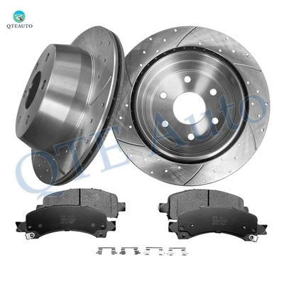 6 Rear 325 Drilled Brake Rotors-Ceramic Brake Pad To 2002-2004 GMC Yukon XL 1500 - Image 1 of 4
