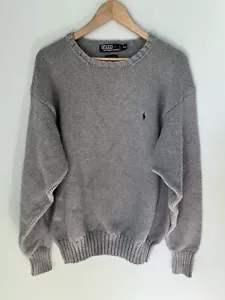 VTG Polo Ralph Lauren Knit Sweater Mens Sz 2XL XXL Gray 90s Pullover - Picture 1 of 4