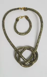 Retro Necklace and Bracelet Gold/Black - Picture 1 of 3