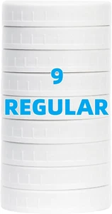 9 Pack White Regular Mouth Mason Jar Lids with Silicone Rings, Plastic Mason Jar - Picture 1 of 12