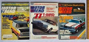 Lot of 3 Motor Trend Magazine 1976 - 1977 T-BIRD BUICK V6 GM PREVIEW VANS DATSUN - Picture 1 of 13