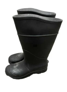 New Boot’s SERVUS 18822 Men's Size 9 Women’s Size 11 Black Plain Toe PVC Rubber - Picture 1 of 5