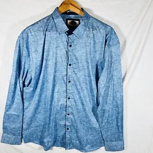 Infinity Blue Cotton Long Sleeve Easy Iron Snap Closure Shirt Size 6XL - Foto 1 di 6