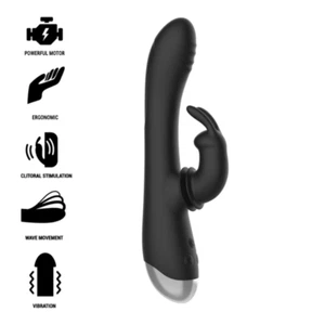 Black&silver - Dj. Adam Rechargeable Silicone Rabbit Stimulator Black - Picture 1 of 6