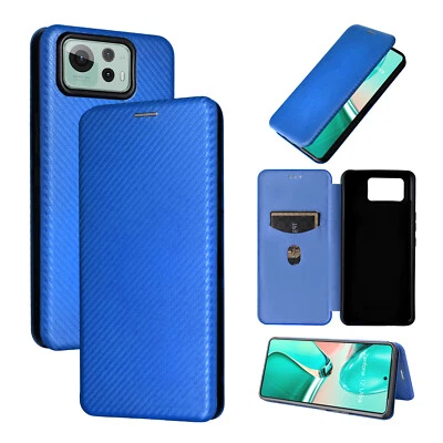 Funda tipo billetera de fibra de carbono abatible imán a prueba de golpes para Asus Zenfone 12 Ultra Foto 1 de 4