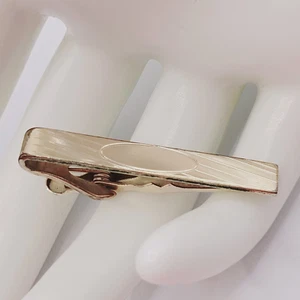 Swank 1/20 12K GF Art Deco Design Short Polished Metal Vtg Tie Clip Clasp Bar - Picture 1 of 16
