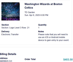 Basketball ticket in Boston - Picture 1 of 1