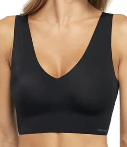 CALVIN KLEIN Invisibles Padded Wireless Black V-Neck Bralette Bra Womens XS L XL - Picture 1 of 10