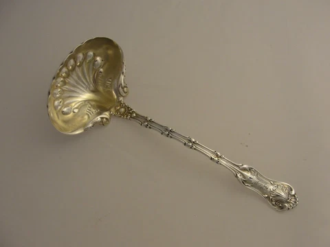 WHITING STERLING SILVER IMPERIAL QUEEN 1893 GRAVY LADLE MONOGRAMMED Cover