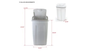 Mainstays 13 Gallon Trash Can, Plastic Swing Top Kitchen Garbage Trash Can,White - Picture 1 of 8