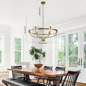 Vintage Ceiling Light Retro Round Candle Pendant Hanging Lights Adjustable Chain - Picture 1 of 12