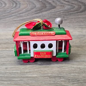 Vintage San Francisco Wood Trolley Cable Car Christmas Ornament Powell & Market - Picture 1 of 5