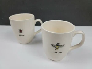 Rae Dunn Lady Bug & Bumblebee Insect Coffee/Tea Mugs LOT Of 2 - EUC - Picture 1 of 9