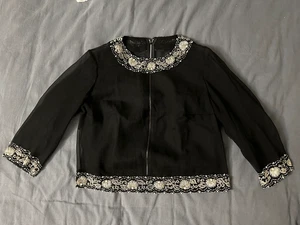 Blusa Top Negra Vintage PERSONALIZADA Principios de 1960 Cuentas a Mano - Glen's Hong Kong - Imagen 1 de 17