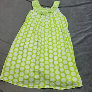 Orient Expressed Inc Green White Polka Dot Sleeveless 100 Cotton Dress For Girls - Picture 1 of 10
