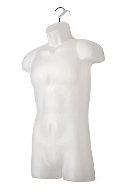 SSWBasics Male Molded Frosted Torso Form - Fits Men's Sizes S-L - Hanging - Image 1 of 2