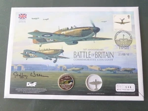 GB 2010 70th ANN OF THE BATTLE OF BRITAIN SILVER COIN COVER + SIGNED G WELLUM - Picture 1 of 4