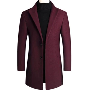 Men Suit Blazer Wool Warm Formal Business Lapel Coat Windproof Regular Slim Tops - Picture 1 of 13