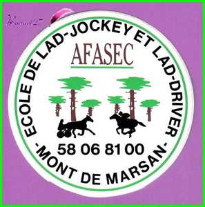 Ancien Autocollant ECOLE DE LAD DRIVER ET JOCKEYS AFASEC MARSAN Cheval Horse - Imagen 1 de 1