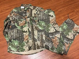 Vintage Made In USA Camouflage Flannel Long Sleeve Shirt & Pants Med Camo - Picture 1 of 11
