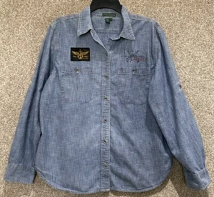 Lauren Jeans Co Ralph Lauren Womens Naval Military Roll Tab Top Shirt Size XL - Picture 1 of 14