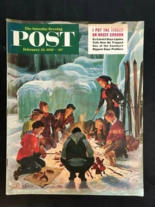 The Saturday Evening Post February 23 1952 Skiing Campfire - Imagen 1 de 2