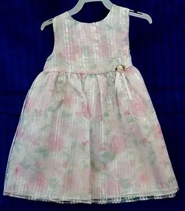 Abito da festa bambina 24 mesi dolce rosa scintillante floreale senza maniche poliestere NUOVO - Foto 1 di 3