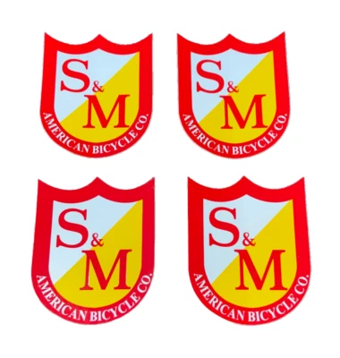 4 x PEGATINAS S&M BMX SHIELD 2.5" X 2" VINILO DE ALTA CALIDAD CON LICENCIA OFICIAL NUEVAS Foto 1 de 4