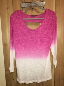 Z by Zobha Womens Pink & White 3/4 sleeve Top Size L New - Picture 1 of 2