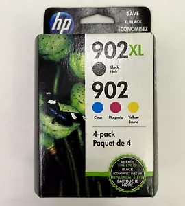 HP 902XL 902 Black Color 4 Pack Ink Cartridge Set OEM Original Genuine Exp 2021 - Picture 1 of 9