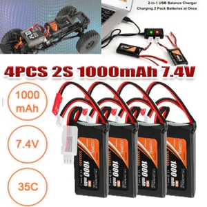 4X 7,4V LiPo-Batterie 2S 1000mAh für WL Toys RC-Auto, die meiste 1/10 1/16 1/18 - Bild 1 von 9