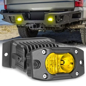 For Chevrolet Silverado 1500 4" Yellow Flush Mount LED Work Lights Flood Combo - Picture 1 of 11