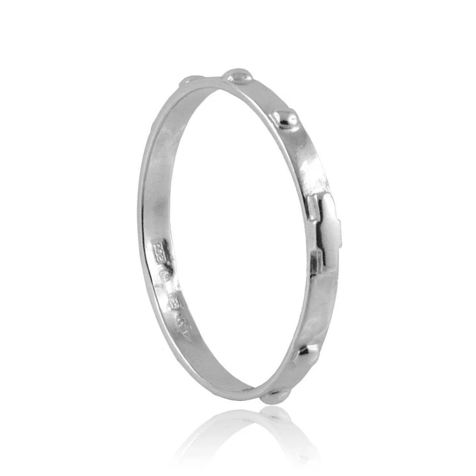 Anello Fedina Santo Rosario con croce centrale in argento titolo 925 mm 3 - Immagine 1 di 1