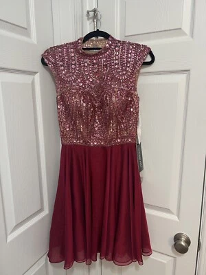 Sherri Hill новый блестками бисером открытый назад короткое платье в рубиновый красный размер 6 - Изображение 1 из 4