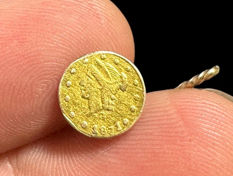 1871 G California Fractional Gold 1/4 Coin Stick Pin Modified For Repair Cover