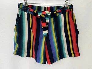 Papaya Womens Striped Polyester Shorts Size 10 - Picture 1 of 12