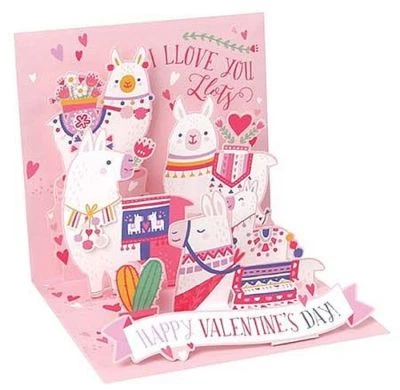 Llama Love Valentine Greeting Card Valentine's Day 3D Pop Up Card Treasures  - Image 1 of 4