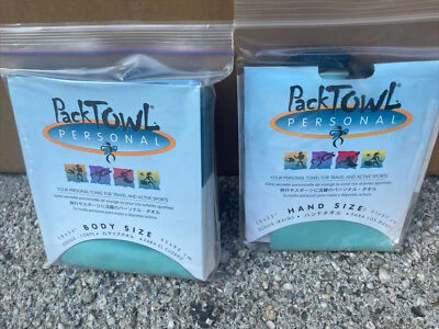2 toallas personales PACKTOWL, tamaño del cuerpo más tamaño de la mano. Verde, Nuevo Foto 1 de 4