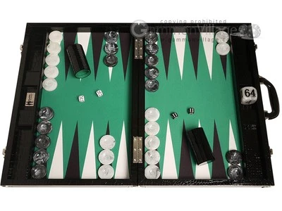 Wycliffe Brothers 21" Tournament Backgammon Set - Black Board, Green Field - Image 1 of 4