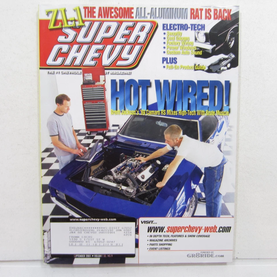 Super Chevy Sep 2001 Car Security, ZL-1 Aluminum, Bolt in power windows, Bow Tie Foto 1 de 4