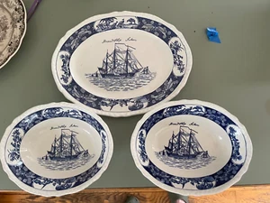 Wedgwood Salem MA China Trade sailing ship Friendship platter & bowls 1970s - Picture 1 of 4