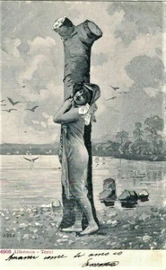 ALFABETO VIVENTE Lettera I PC Circa 1900 Donnina Liberty - Picture 1 of 1