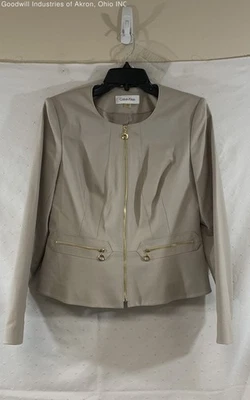 Calvin Klein Mujer Beige Pantalón Traje Sin Cuello Blazer Highline Pantalones Talla 6/4 Foto 1 de 4