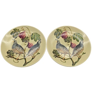 Harvest Quail By Pottery Barn 2 Luncheon Salad Plate Set Bobwhite Quails Figs - Picture 1 of 9